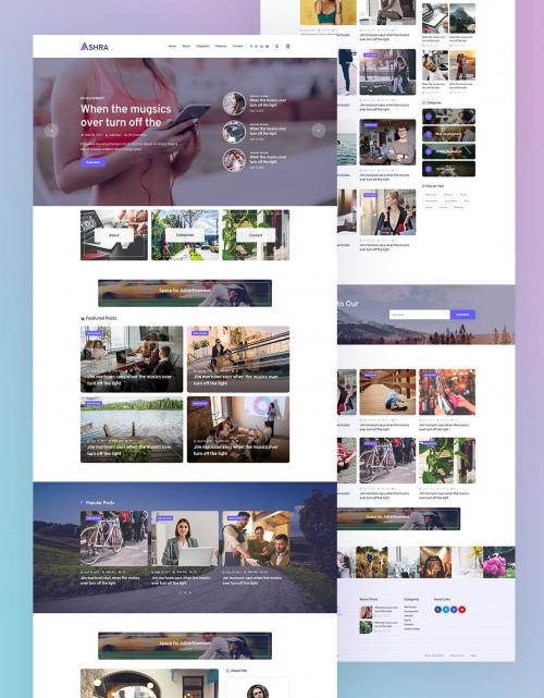 Ashra - Modern Personal Blog Psd Template Ashra - Modern Personal Blog Psd Template