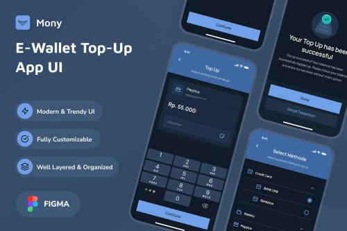 Mony - E-Wallet Top-Up Dark Mode App UI