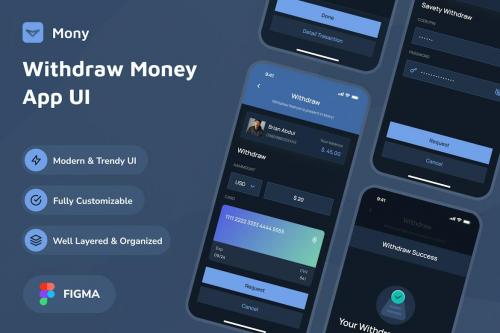 Mony - Withdraw Money Dark Mode App UI
