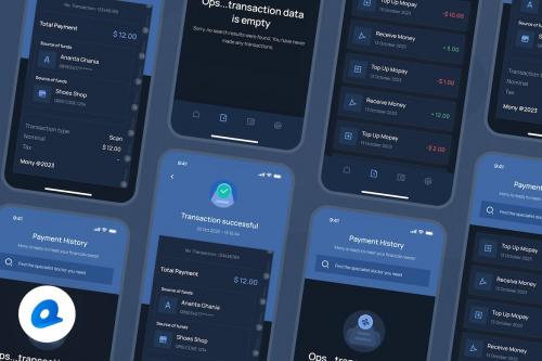 Mony - Payment History Dark Mode App UI