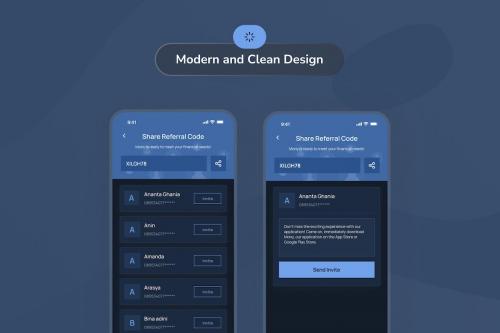 Mony - Invite Friends Dark Mode App UI