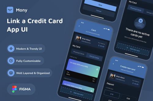 Mony - Link a Credit Card Dark Mode App UI