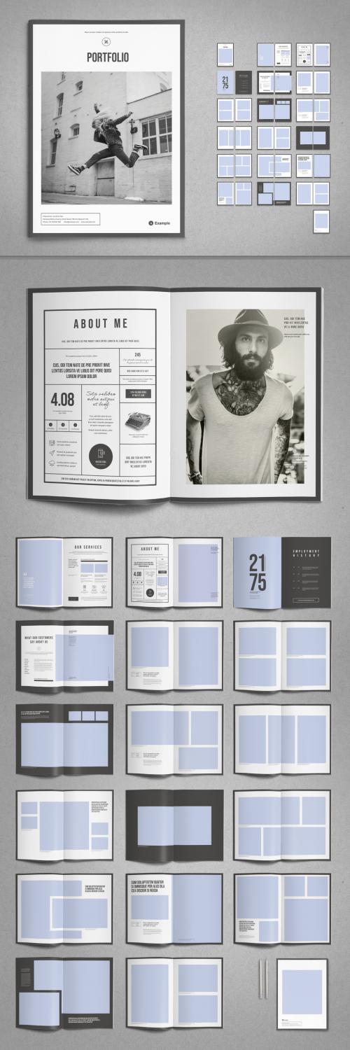 Portfolio or Album Layout with White and Gray Elements - 262619342