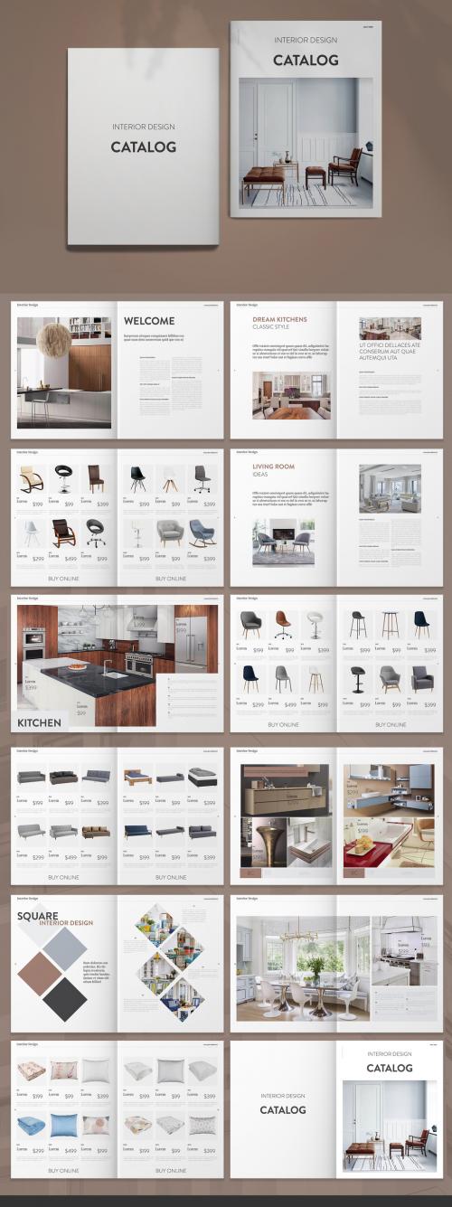 Interior Design Catalog Layout with Brown Accents - 264479728