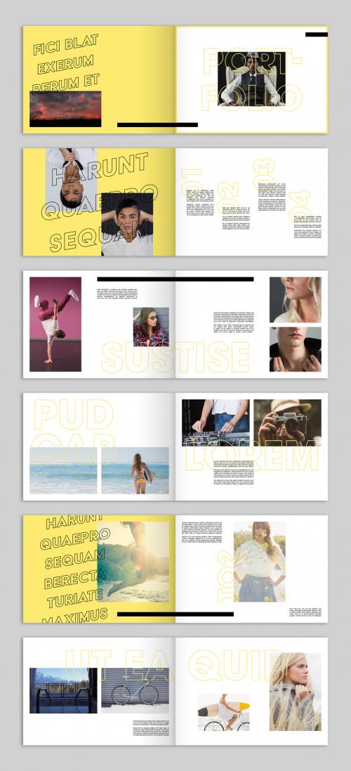 Yellow Portfolio Layout with Bold Typographic Elements - 264635663