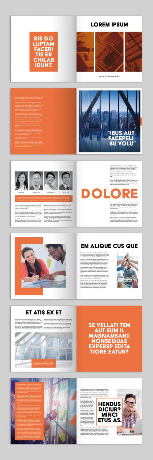 Square Brochure Layout with Orange Accents - 264643480