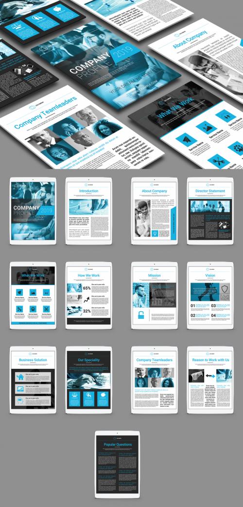 Digital Company Profile Layout with Blue Accents - 264646850