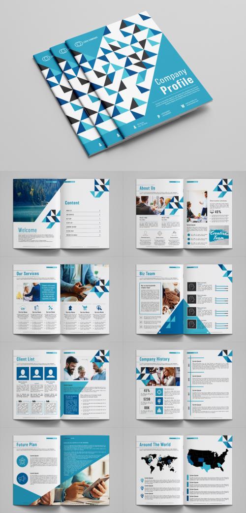 Company Profile Layout with Blue Accents - 264646944