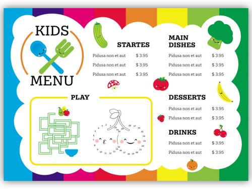 Colorful Kids Menu Layout with Fruits and Vegetables - 265221706
