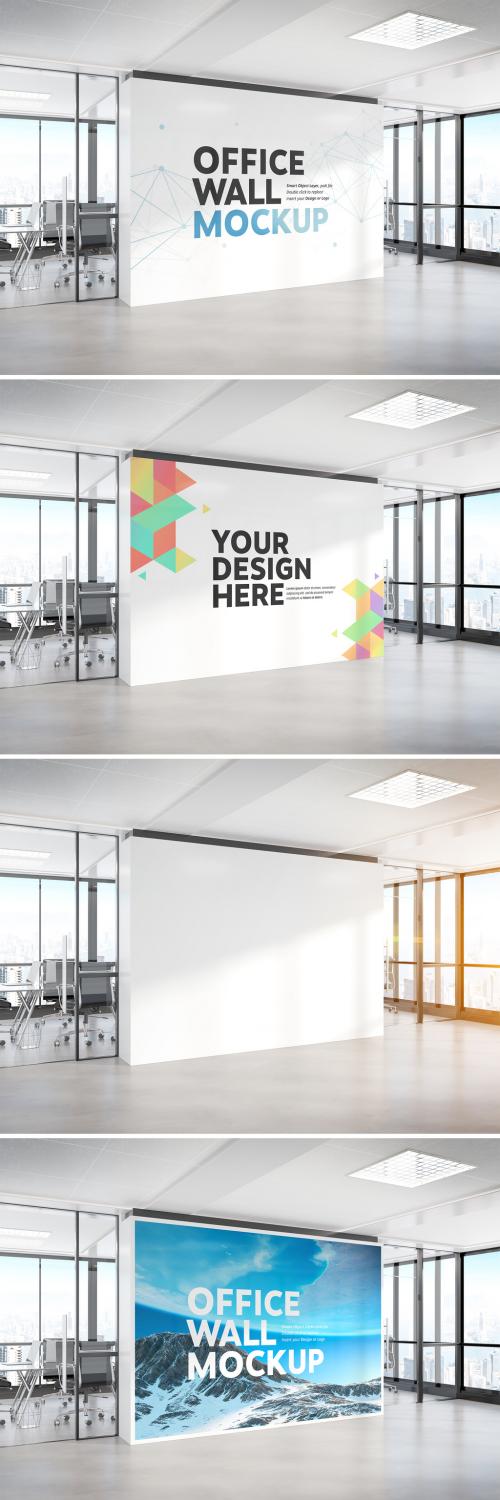 Side View of a White Wall in Office Mockup - 265385642
