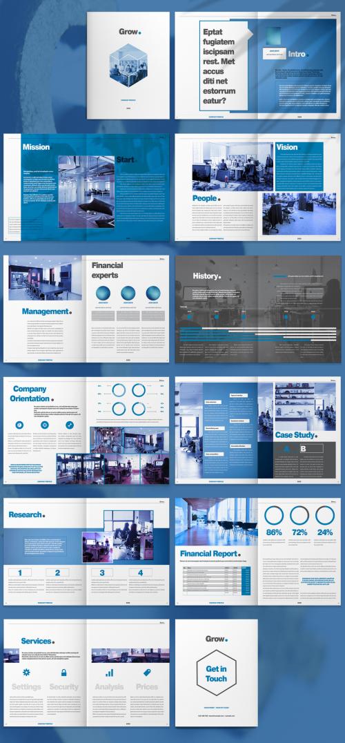 Brochure Layout with Blue and Grey Accents - 265507643
