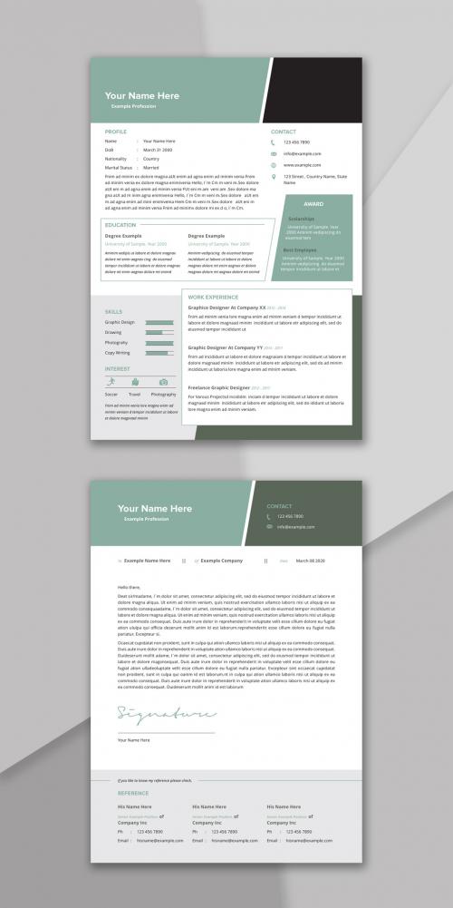 Resume Layout with Green Accents - 266937636