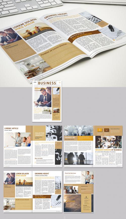 Business Newsletter with Yellow and Brown Accents - 267123951