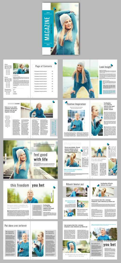 Magazine Layout with Teal Accents - 267148417