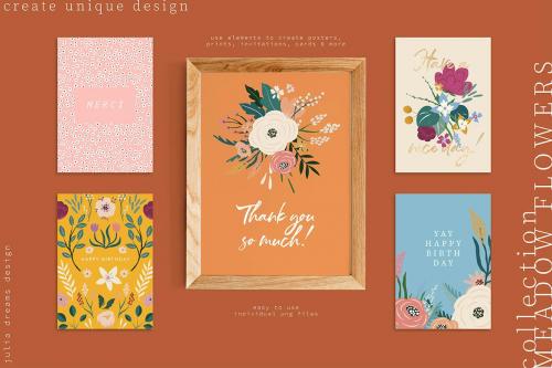 Meadow Flowers Vector Tiny Floral Elements Meadow Flowers Vector Tiny Floral Elements