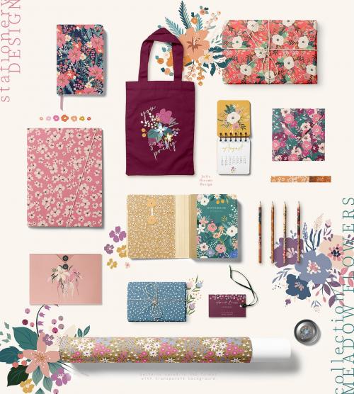 Meadow Flowers Vector Tiny Floral Elements Meadow Flowers Vector Tiny Floral Elements