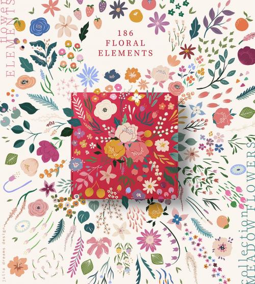 Meadow Flowers Vector Tiny Floral Elements Meadow Flowers Vector Tiny Floral Elements