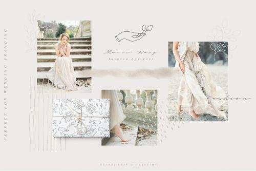 Scandi Leaf Watercolor Light Blue Gold Collection Scandi Leaf Watercolor Light Blue Gold Collection