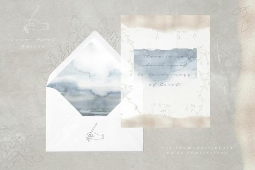 Scandi Leaf Watercolor Light Blue Gold Collection Scandi Leaf Watercolor Light Blue Gold Collection