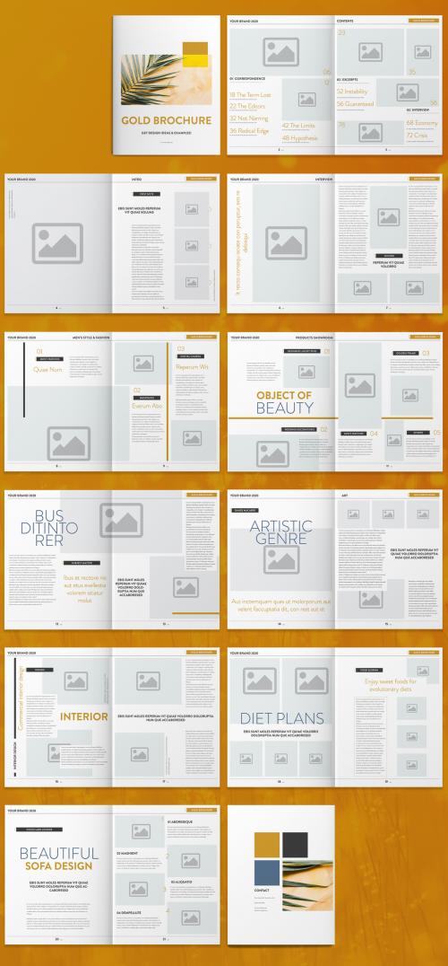 Brochure Layout with Gold Accents - 268229998