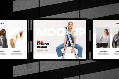 Landscape Tablet Mockup On Concrete