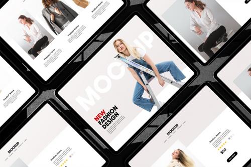 Landscape Tablet Mockup On Concrete