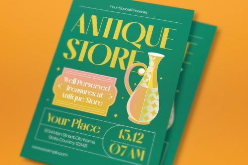 Yellow Green Art Deco Antique Store Flyer Set