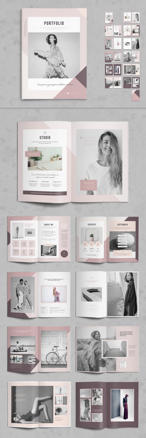Photography Portfolio Layout with Pink Accents - 268408262