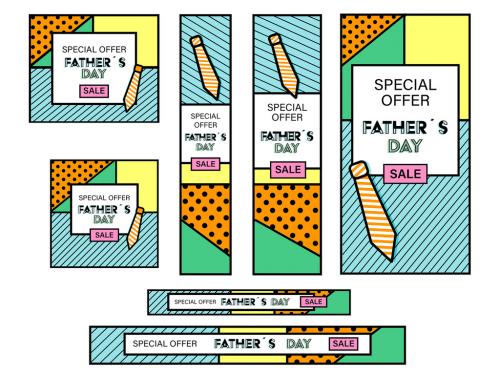 Pop Art Style Father's Day Web Banner Layouts - 268862918