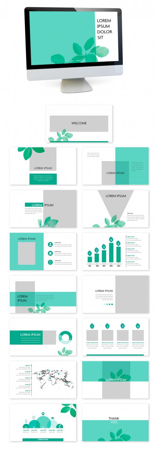 Presentation Layout with Green Leaf Images - 268862982