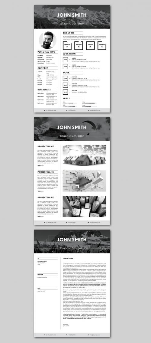 Resume and Cover Letter Layout with Gray Accents - 270826544
