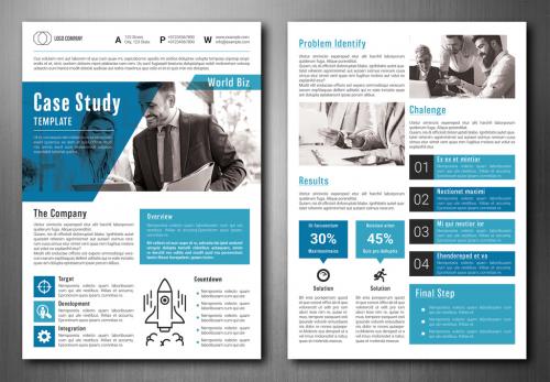Business Case Study Layout with Blue Accents - 270826577