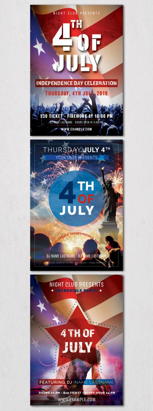 July 4th Flyer Layouts with Photo Placeholders - 270864745