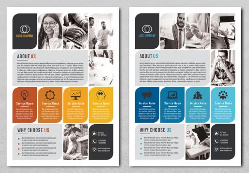 Business Flyer Layout with Blue and Orange Accents - 271282028