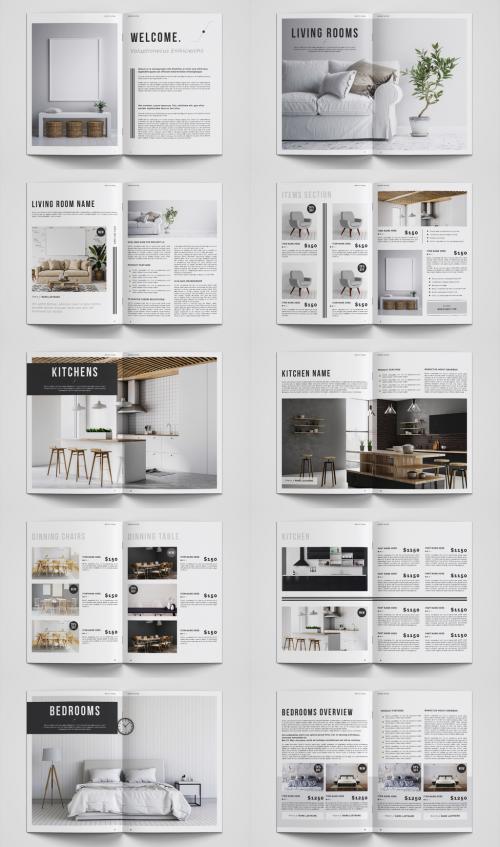 Product Catalog Layout with Green and Gray Accents - 271282240