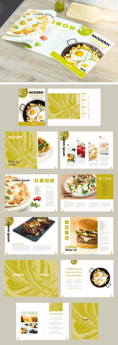 Cookbook Layout with Green Textured Accents - 271297000
