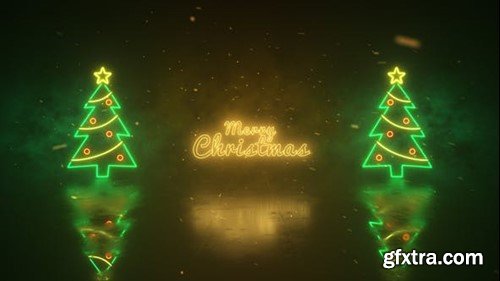 Videohive Christmas Neon Lights Wishes 49330817