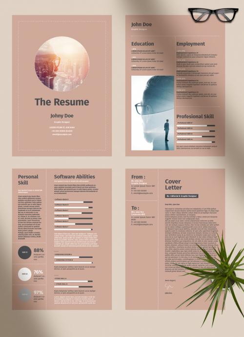 Resume Layout with Brown Accents - 274453772