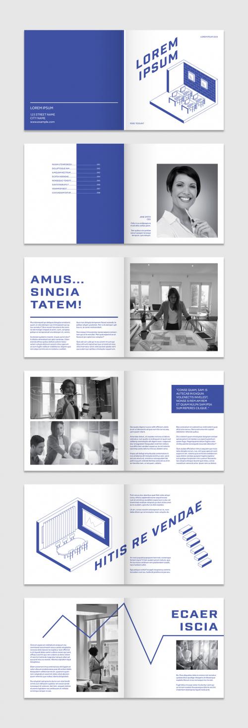 Square Brochure Layout with Blue Accents - 274484135