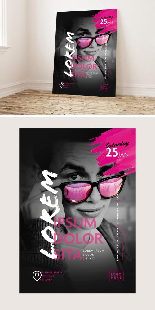 Poster Layout with Pink Accents - 274931658
