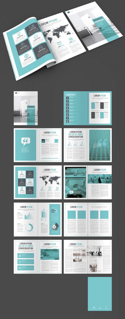 Business Proposal Layout with Blue and Grey Accents - 274931724