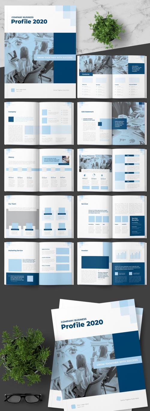 Company Profile Booklet Layout with Blue Accents - 274936186