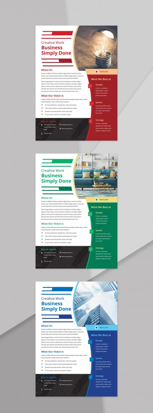 Flyer Layout in Three Color options with Circle Elements - 278627866
