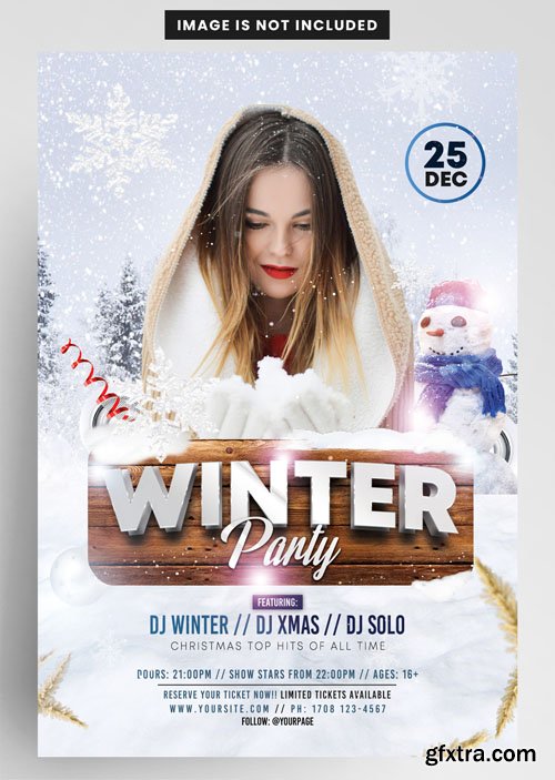 PSD winter party snow event season flyer template