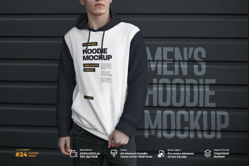Mockup Hoodie on the Man. Urban Style