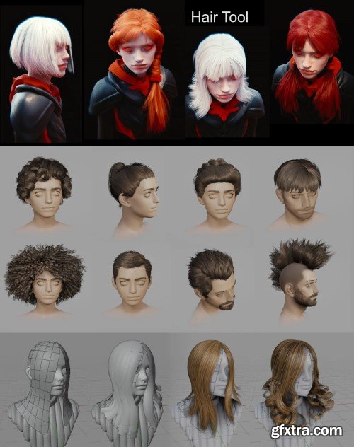 Hair tool 3.2.0 + library + textures for Blender