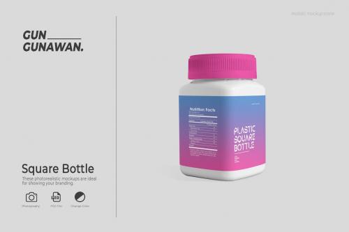 Plastic Square Bottle Mockup Plastic Square Bottle Mockup