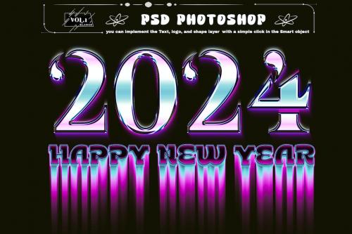Happy New Year 2024 Liquid Text Effect Photoshop Happy New Year 2024 Liquid Text Effect Photoshop