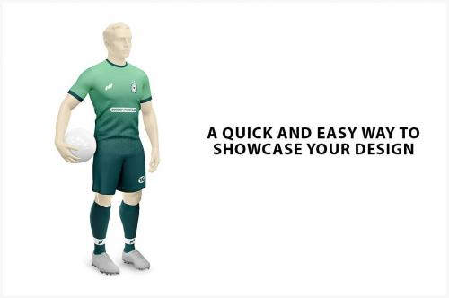 Men's Full Soccer Kit with Ball Crew Neck Mockup Men's Full Soccer Kit with Ball Crew Neck Mockup