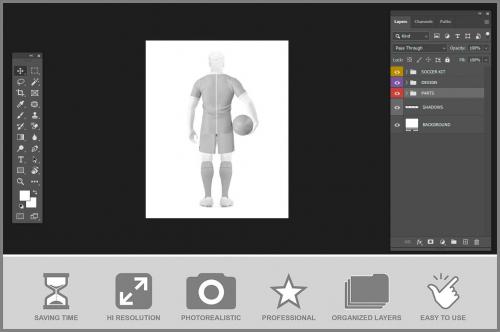 Men's Full Soccer Kit with Ball Crew Neck Mockup Men's Full Soccer Kit with Ball Crew Neck Mockup